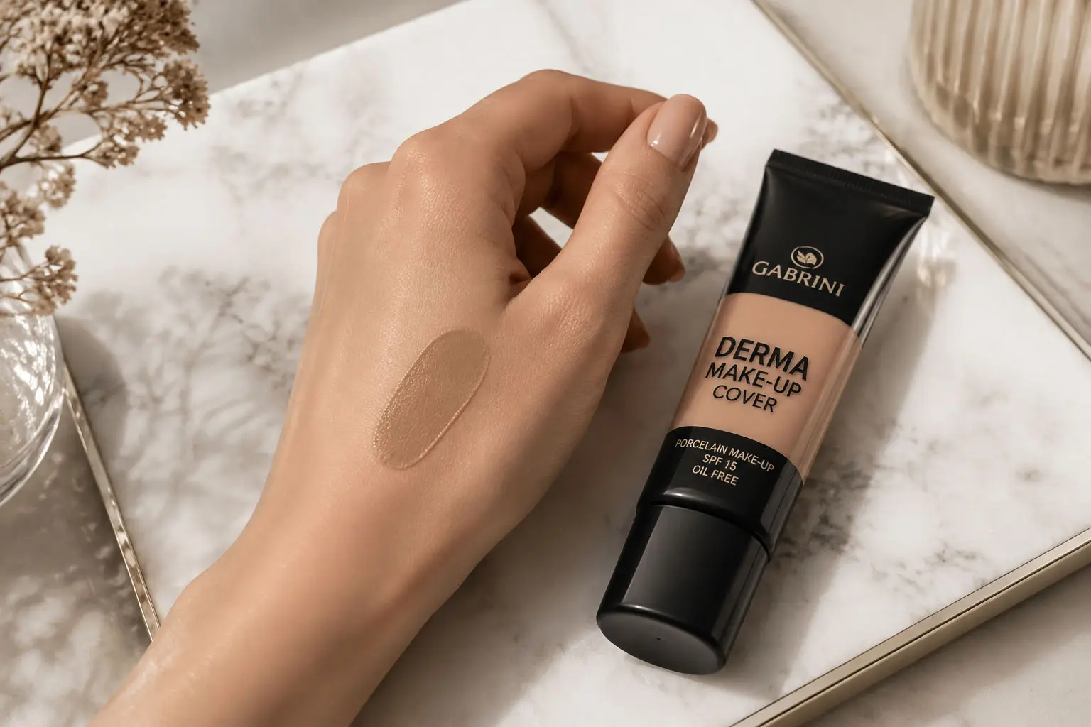 خرید کرم پودر گابرینی اصل مدل Derma Make-up Coverمات و ۲۴ ساعته