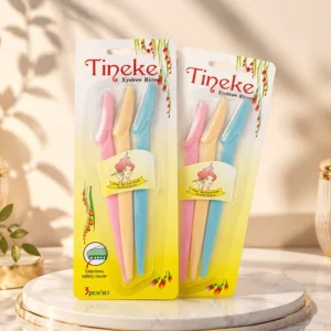 تیغ ابرو 3 عددی Tineke دارای محافظ ایمنی شیاردار و درپوش بهداشتی
